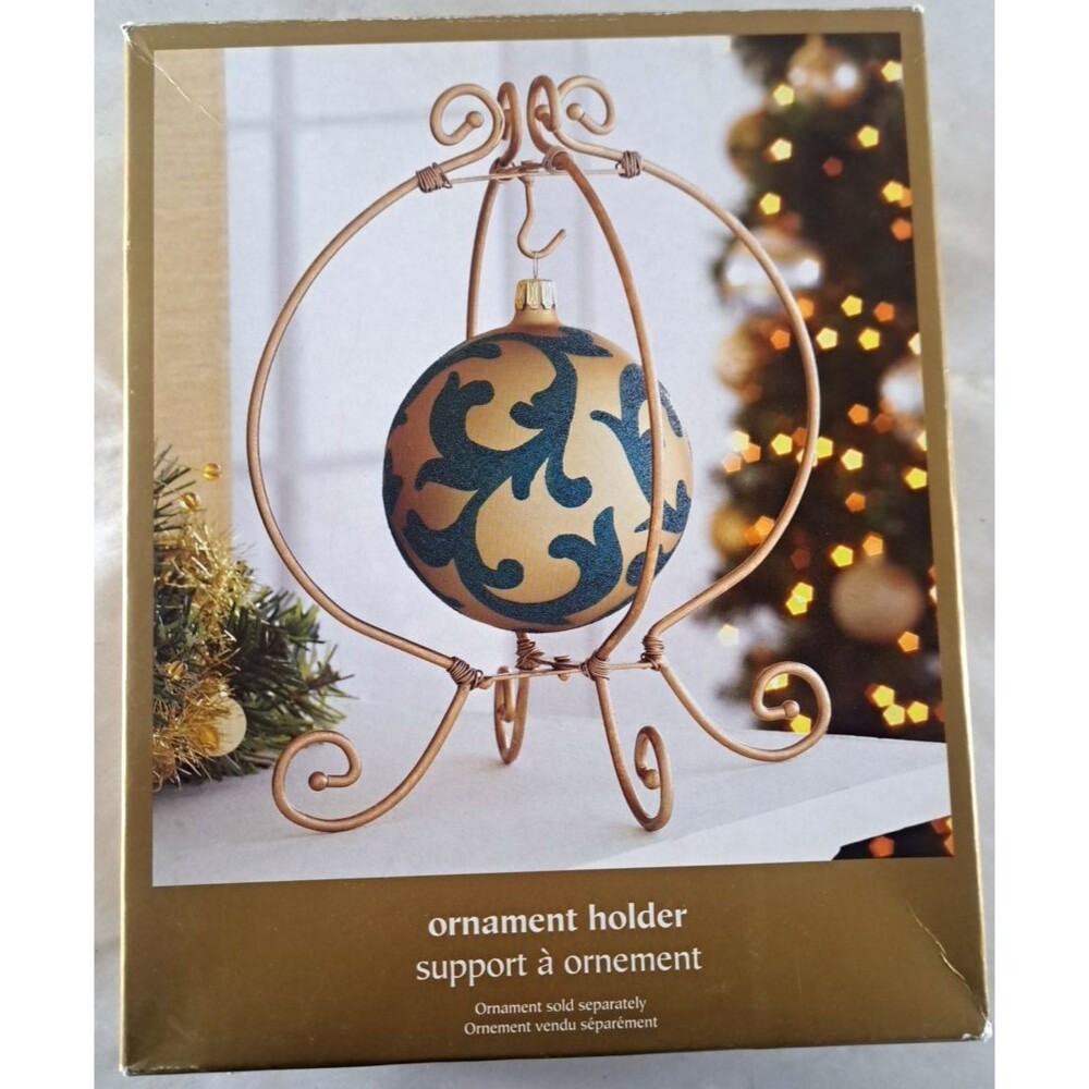 NEW Pier 1 One Imports Christmas Ornament Hanger Stand Display Gold Tone Metal
